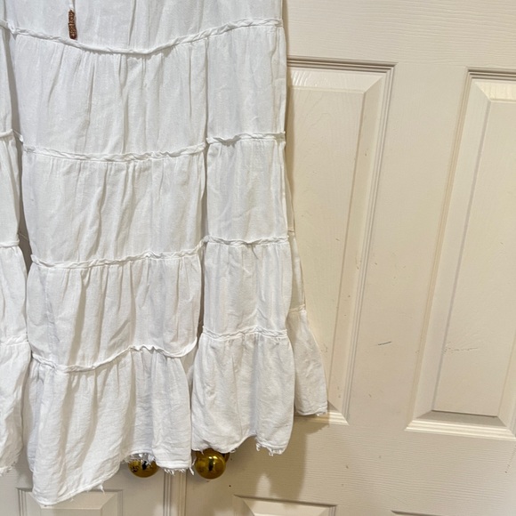 Free People Women's Simply Smitten White Tiered Cotton Maxi Skirt large boho - Picture 4 of 10